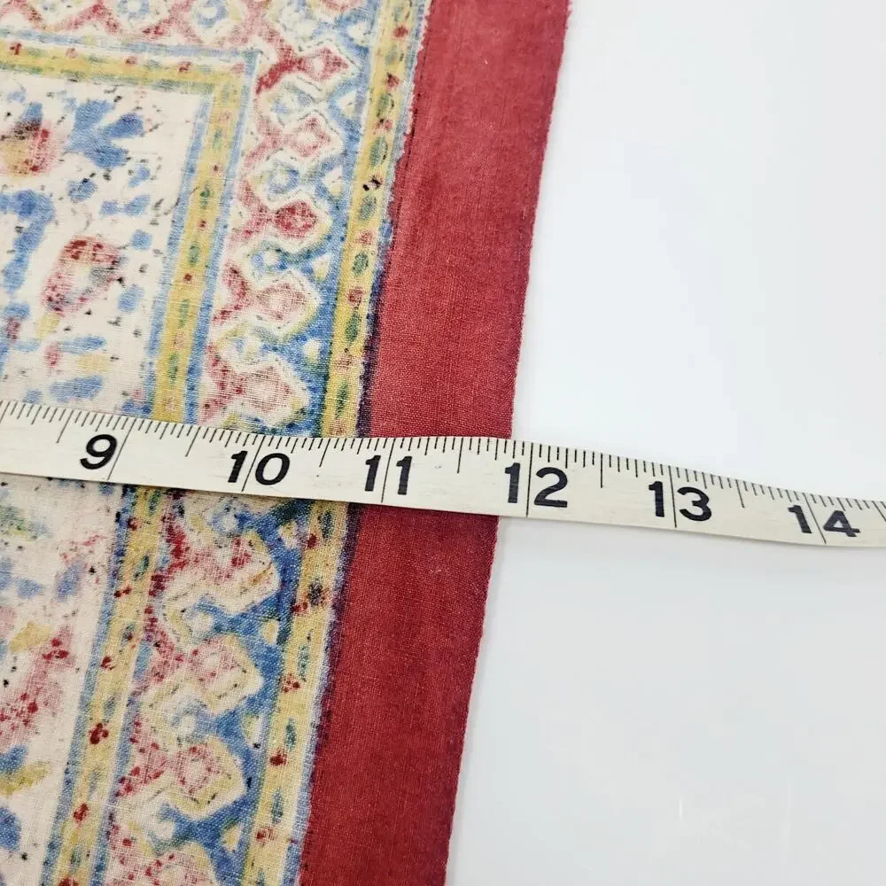 Vintage Turkish Red Maroon Mandala Flower Fabric Panels 4 Connected Turkey Made